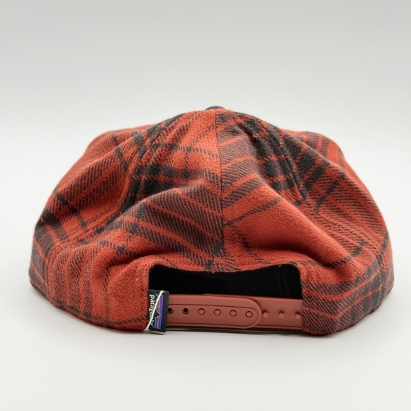 Patagonia Range Flat Brim Snapback Cap‎ Cascade Red Flannel Hat NWT - Picture 3 of 5